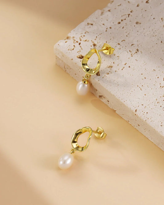 pearl gold earrings