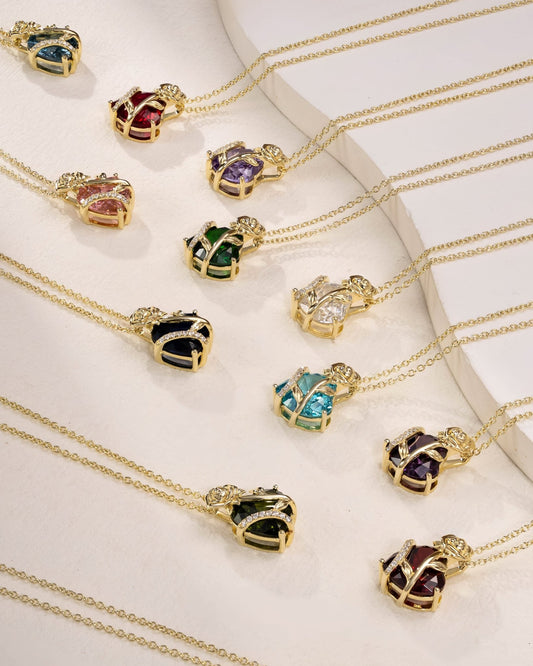 shop heart shape birthstone necklace
