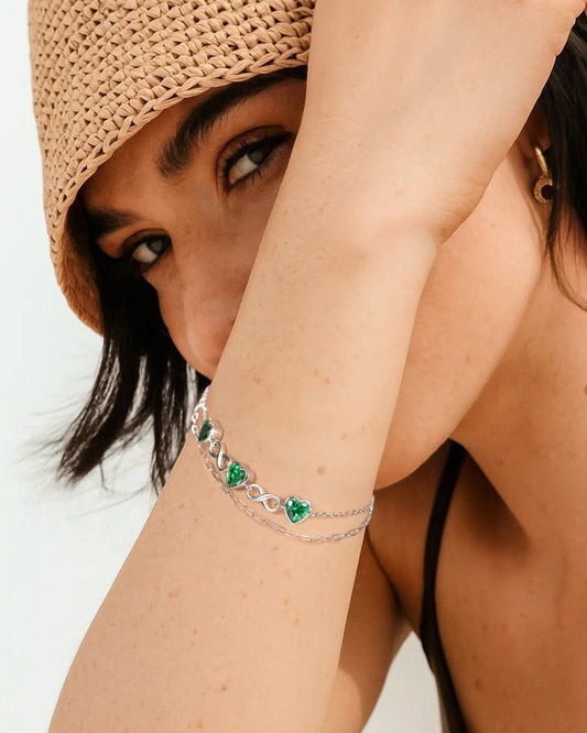 silver bracelet with heart charm for women