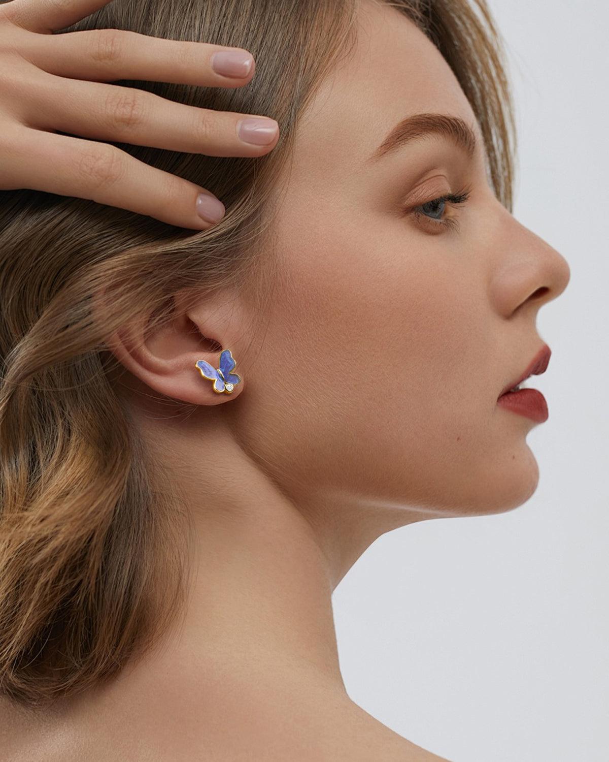 purple butterfly earrings for women