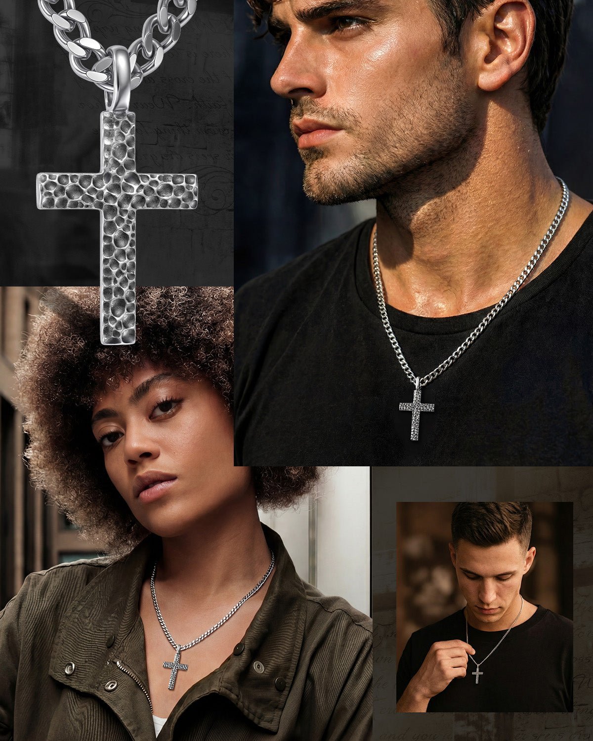 men cross necklace