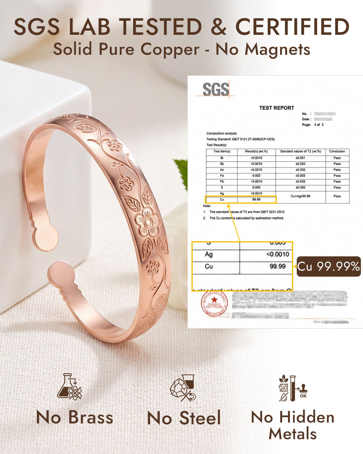 100% pure copper cuff bracelet