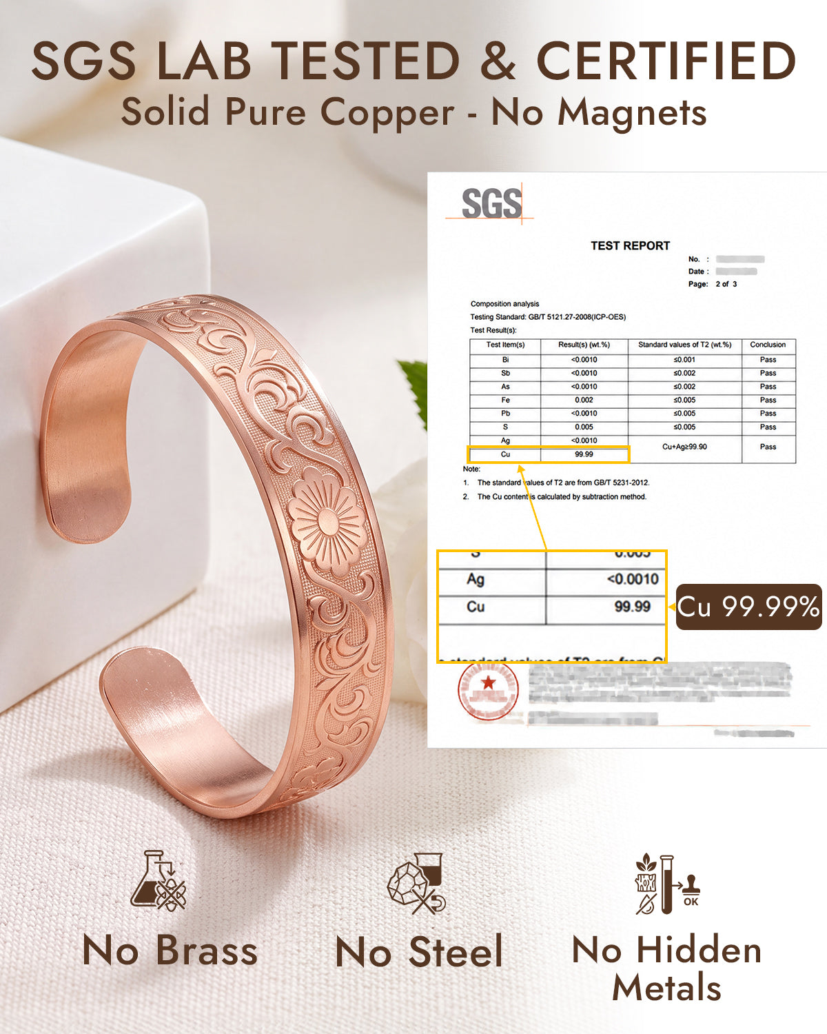 100% pure copper cuff bracelet