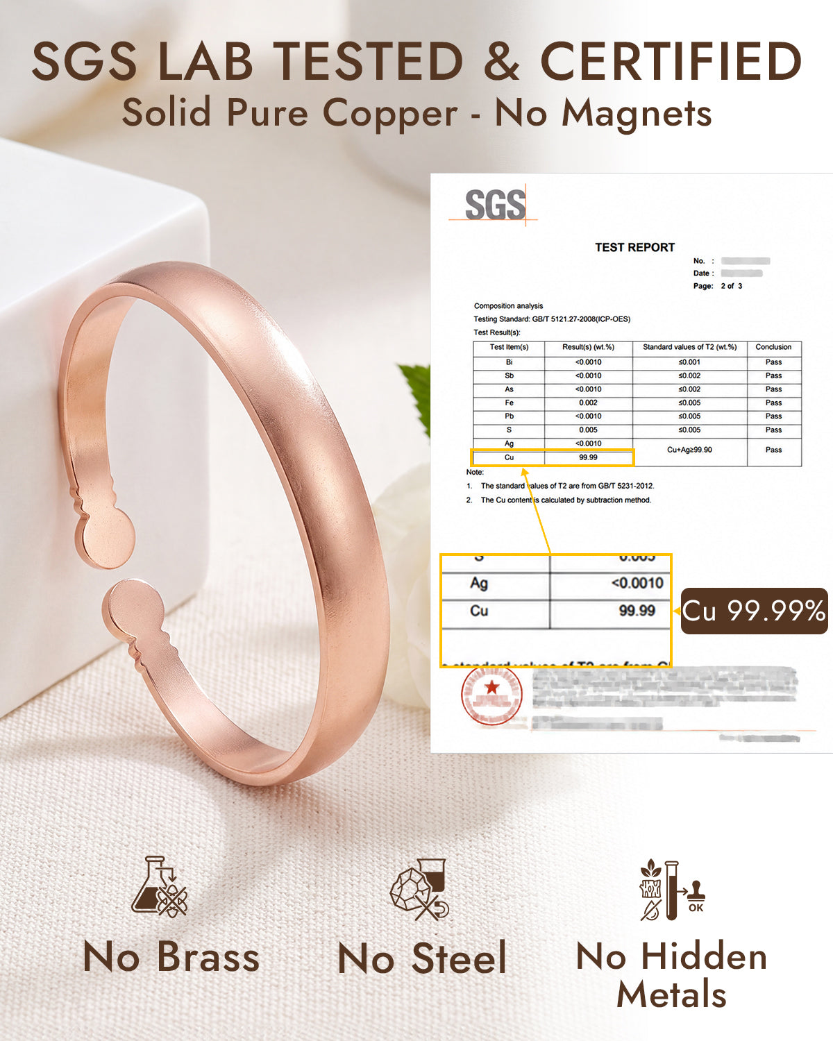 100% Pure Copper Minimalist Matte Bangle