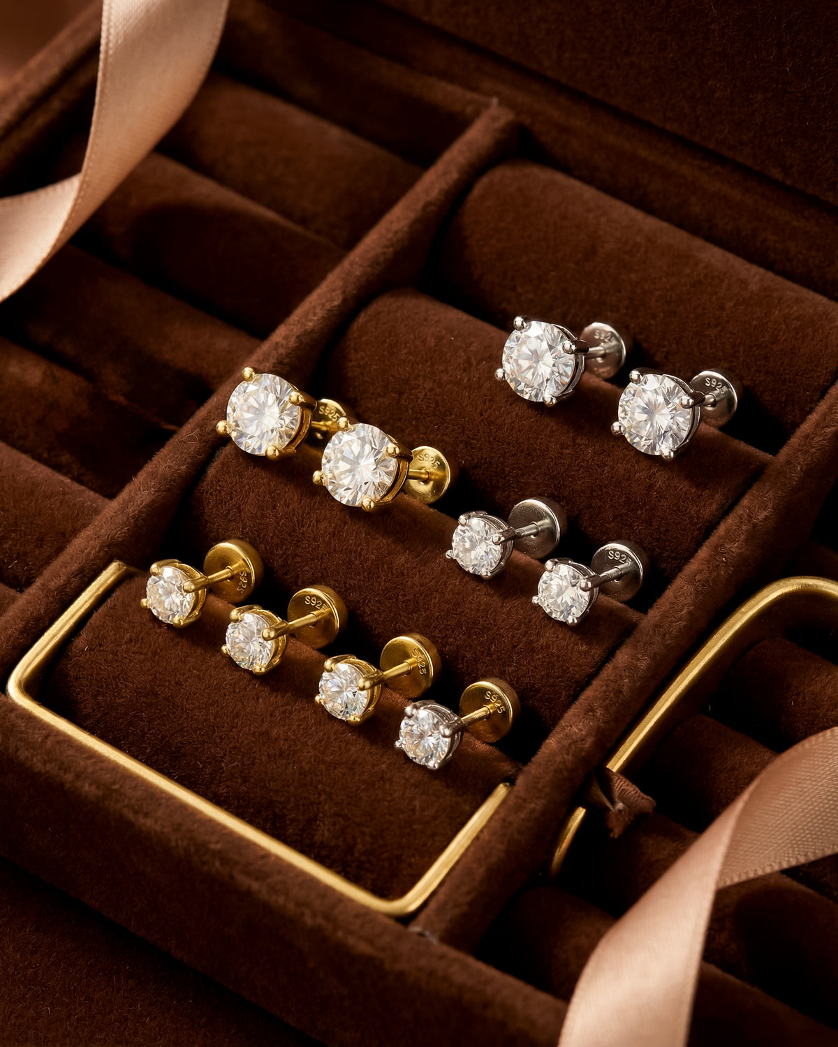 moissanite flat back earrings