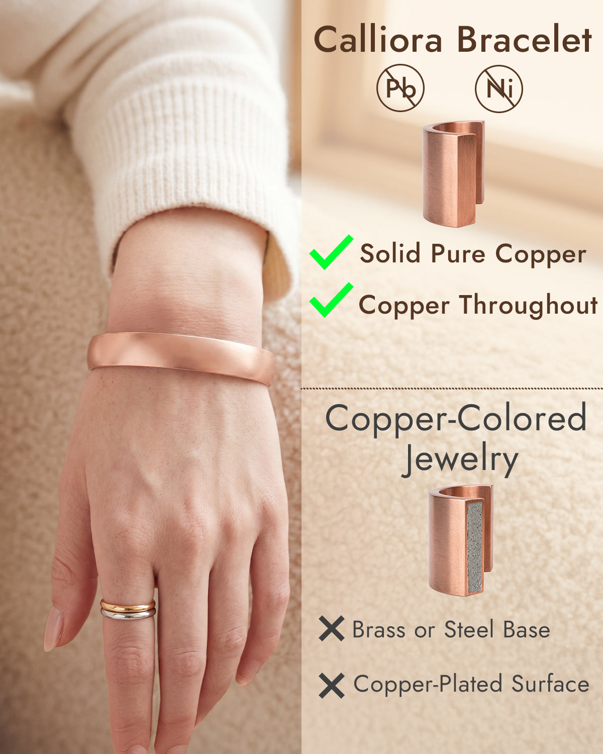 100% Pure Copper Minimalist Matte Bangle