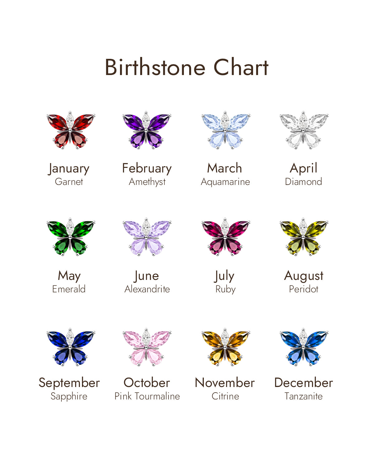 butterfly birthstone necklace