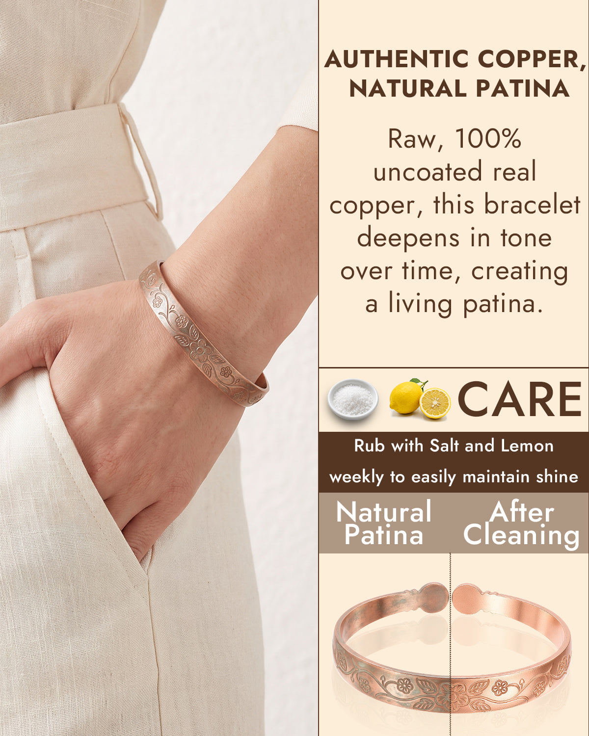 100% pure copper cuff bracelet