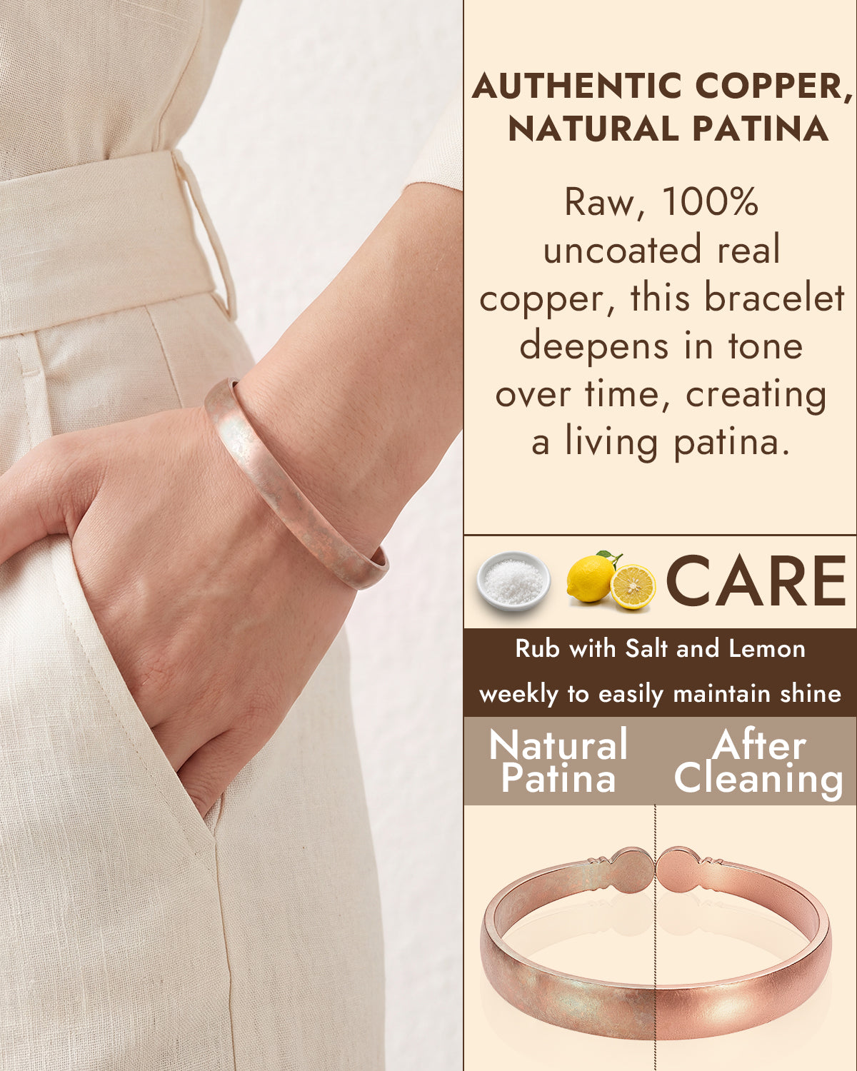 100% Pure Copper Minimalist Matte Bangle