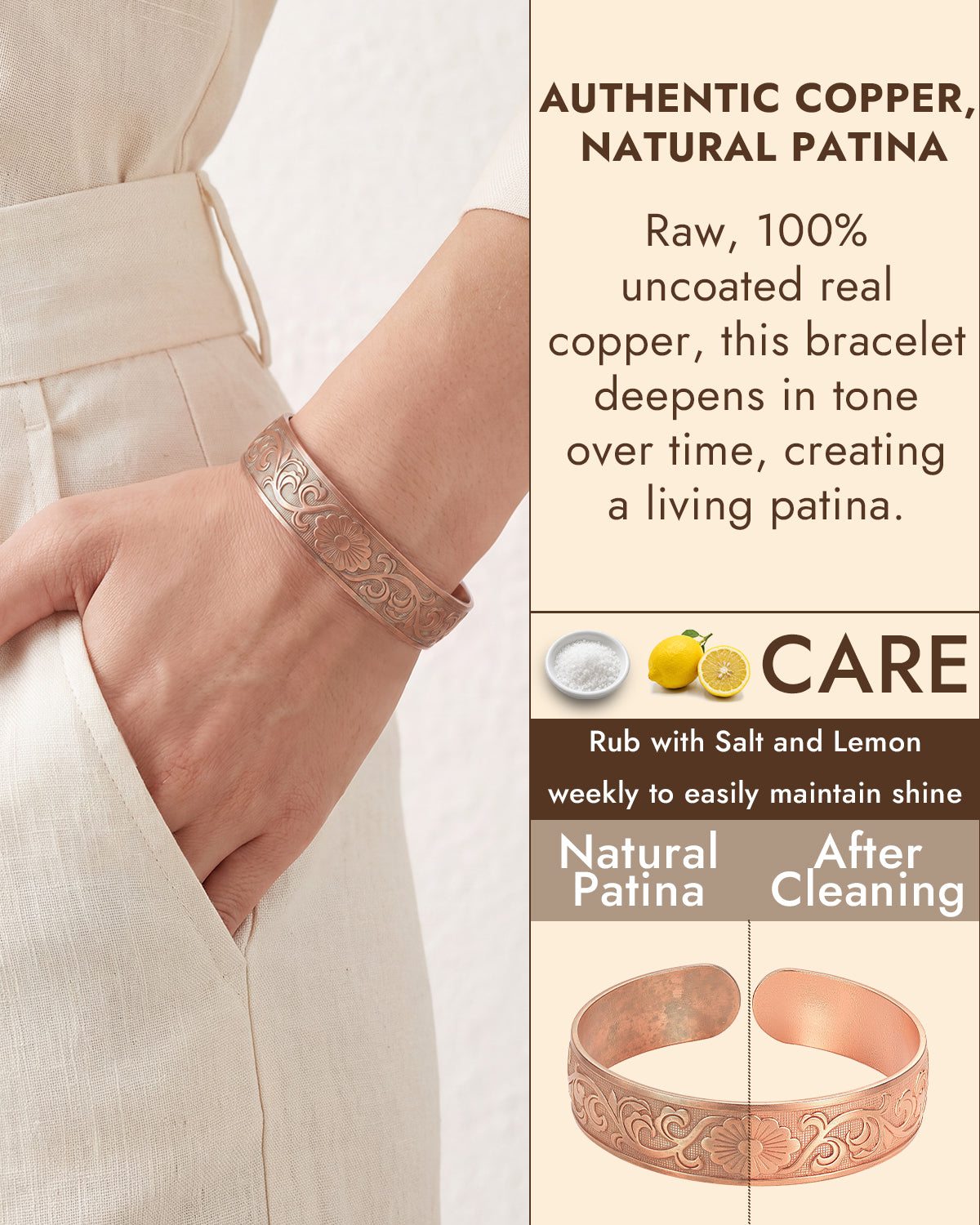 100% pure copper cuff bracelet