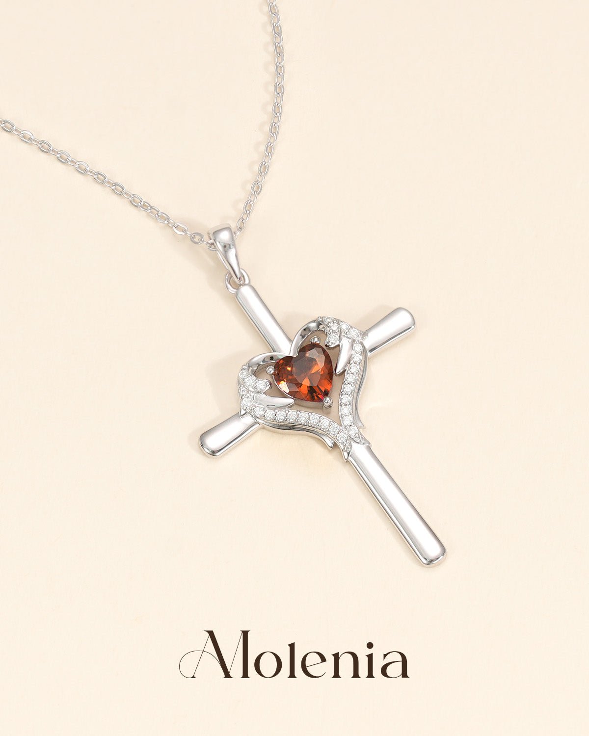 August Angle Wing Cross Necklace - Molenia Jewelry