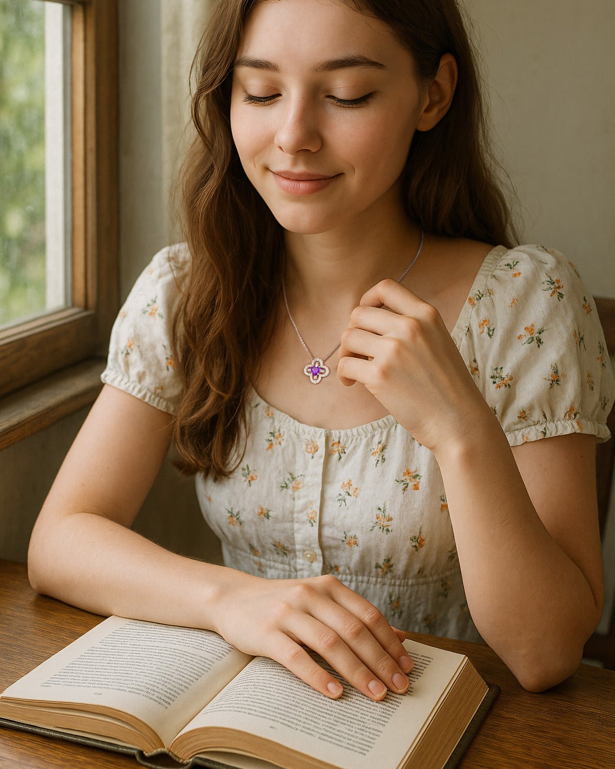 August Birthstone Four Leaf Clover Necklace - Molenia Jewelry