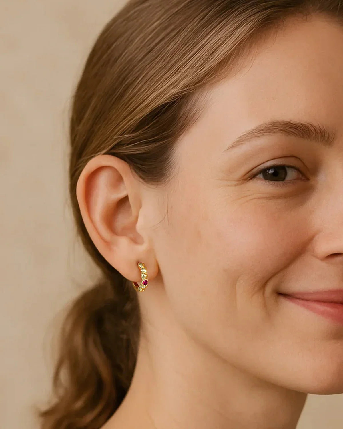 Birthstone Heart Huggie Hoop Earrings - Molenia Jewelry