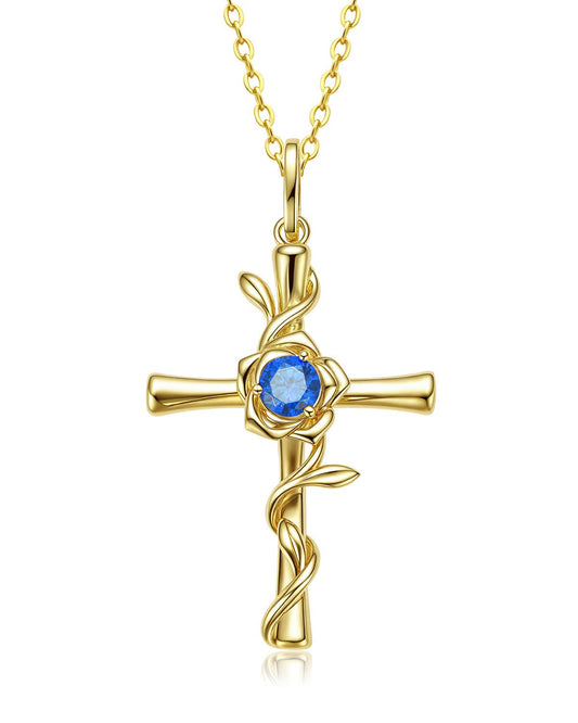 birthstone cross necklace