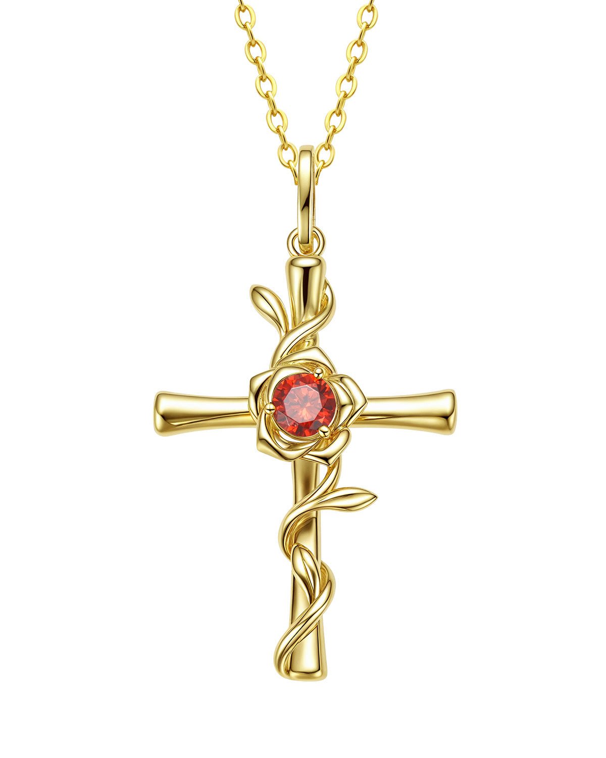 cross necklace with birthstone
