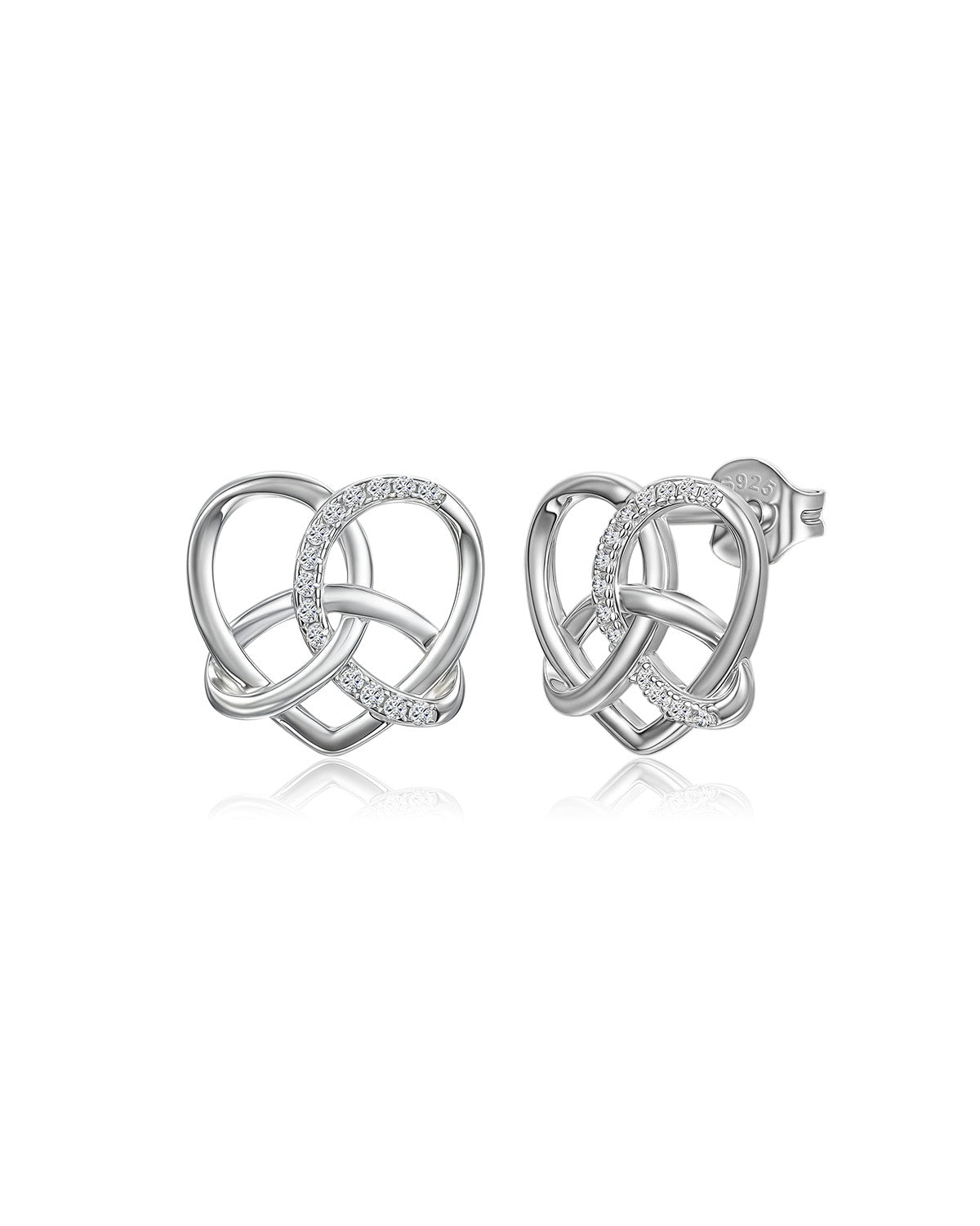 925 sterling silver Celtic heart knot stud earrings for women