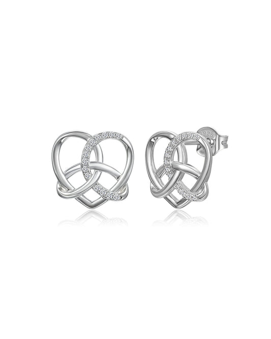 925 sterling silver Celtic heart knot stud earrings for women