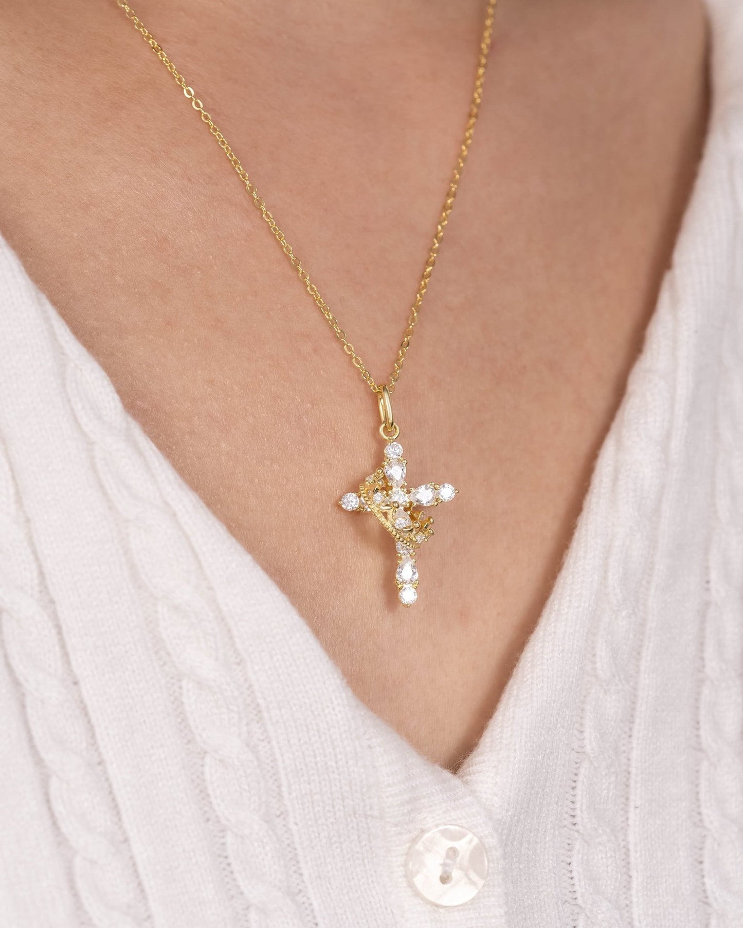 crown cross necklace