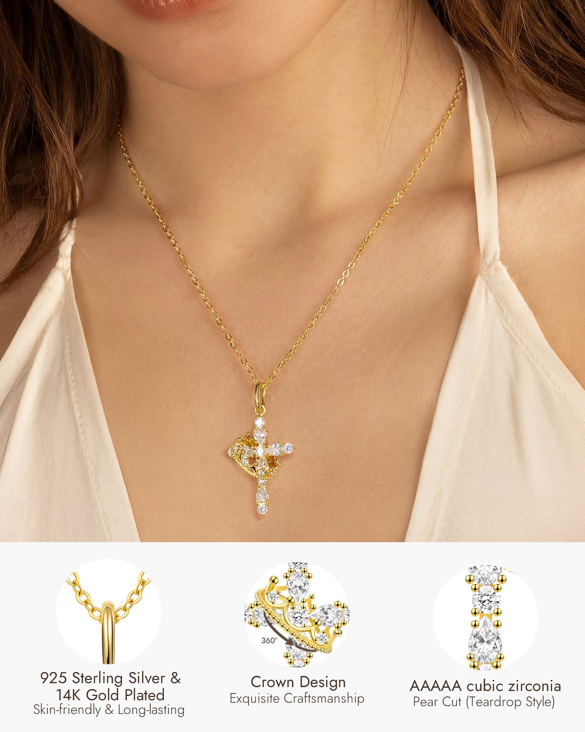 gold cross necklace for women