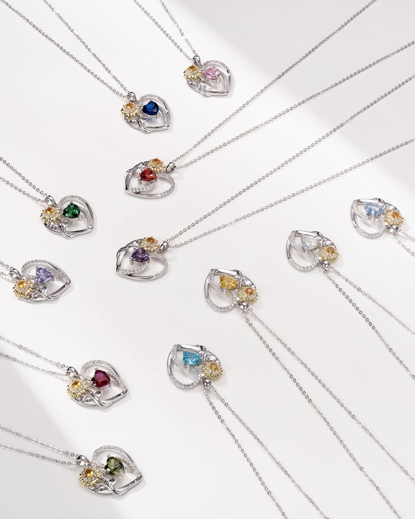 sunflower birthstone neckalce