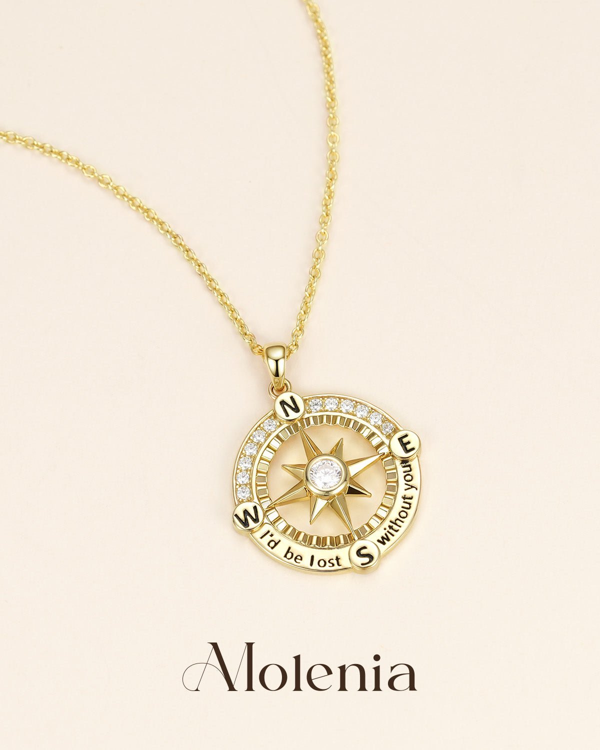 sterling silver compass pendant