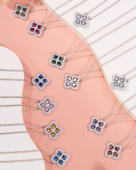 birthstone clover necklace