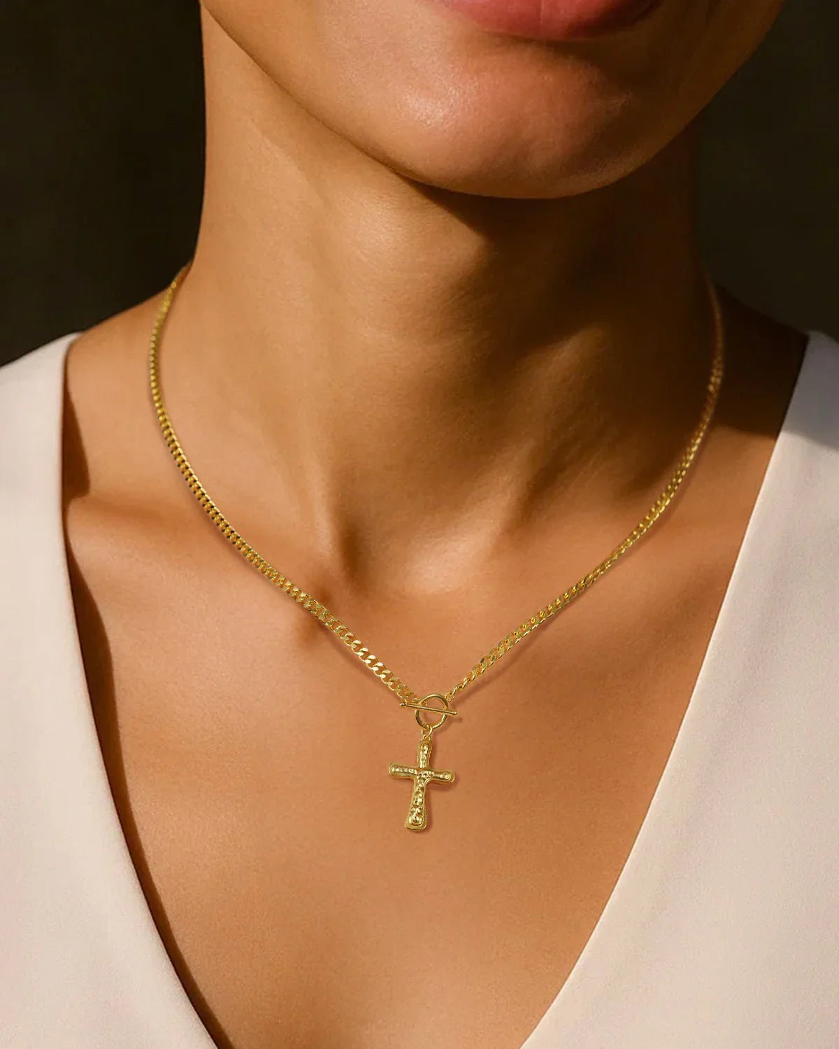 Gold Cross Chain for Women | 14K Gold Plated Siver Cross Necklace