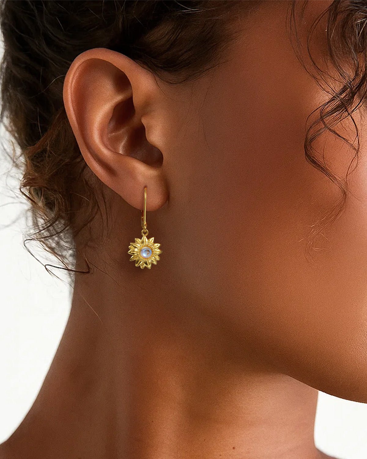 gold sunflower earrings