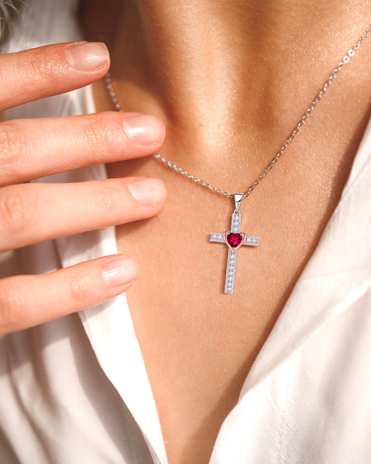 birthstone cross necklace