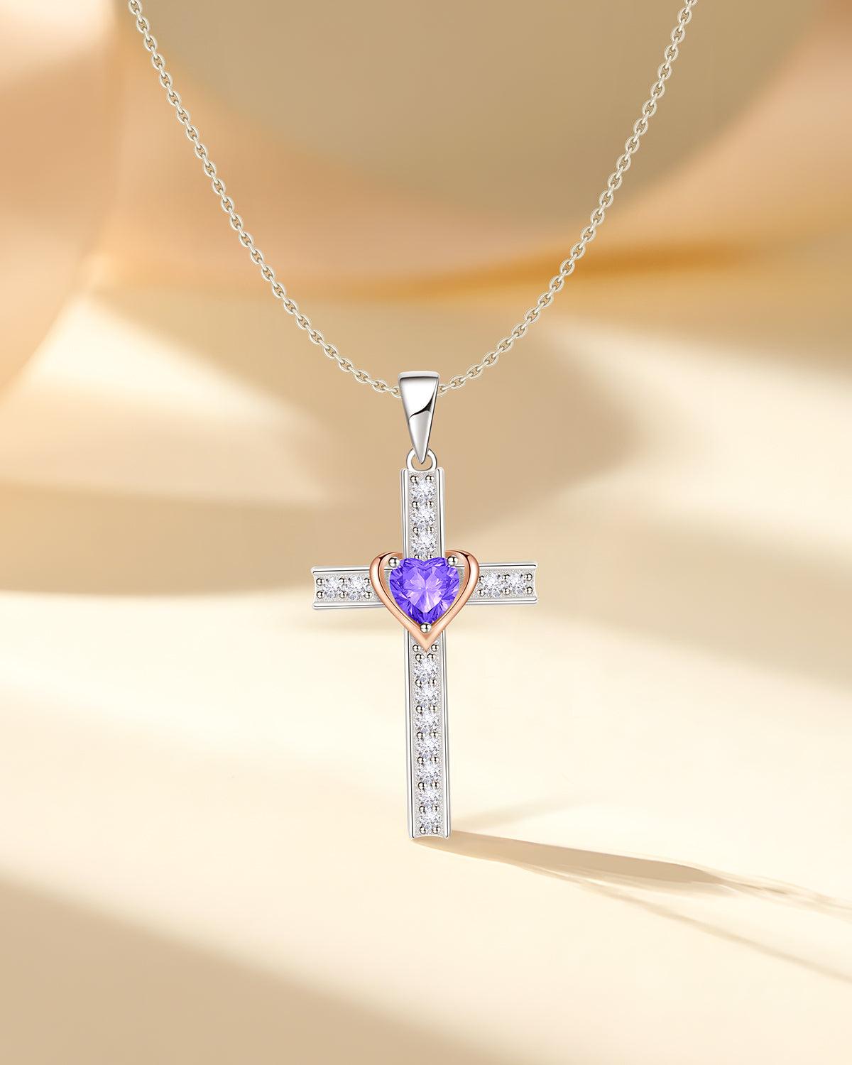 birthstone cross necklace