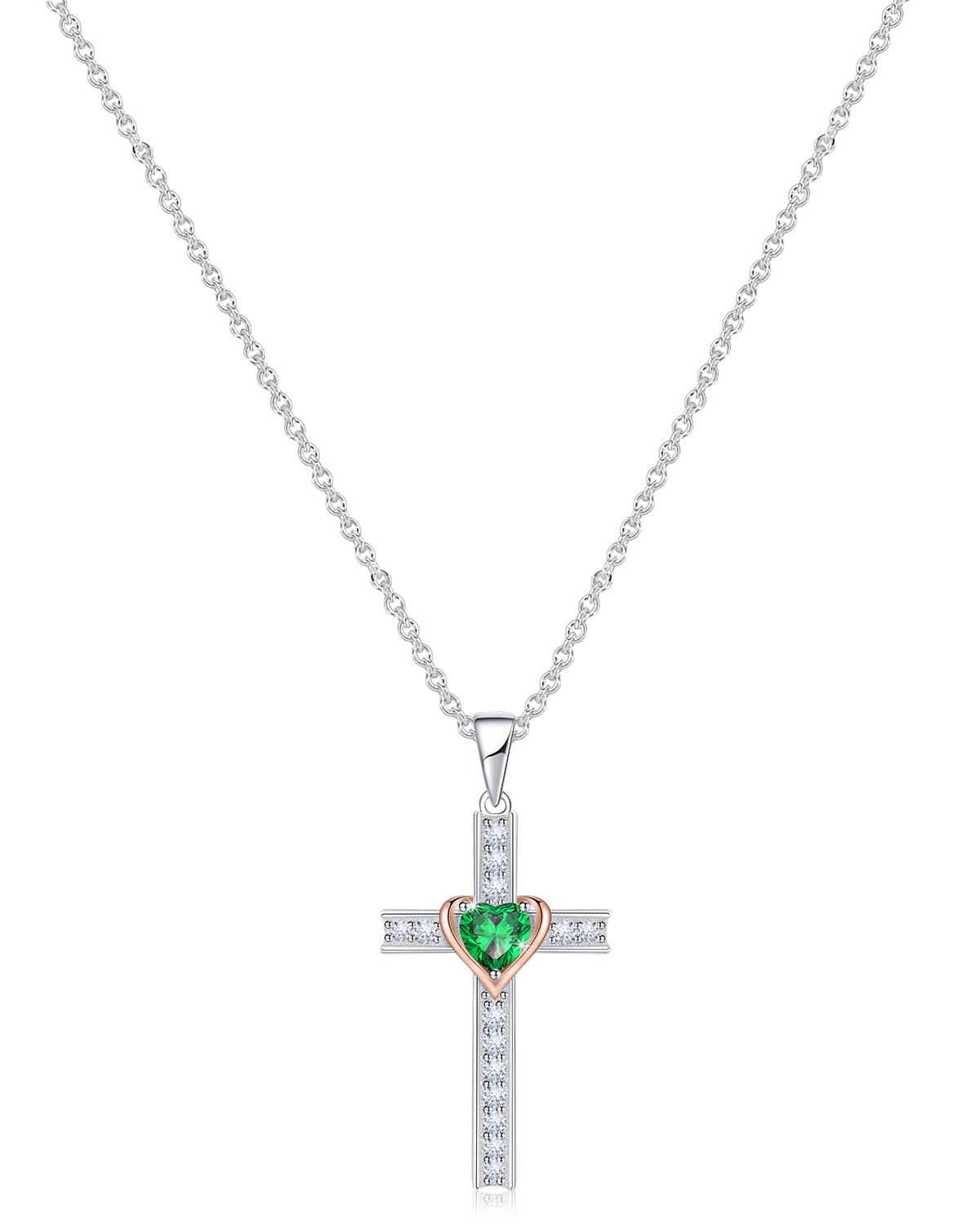 birthstone cross necklace