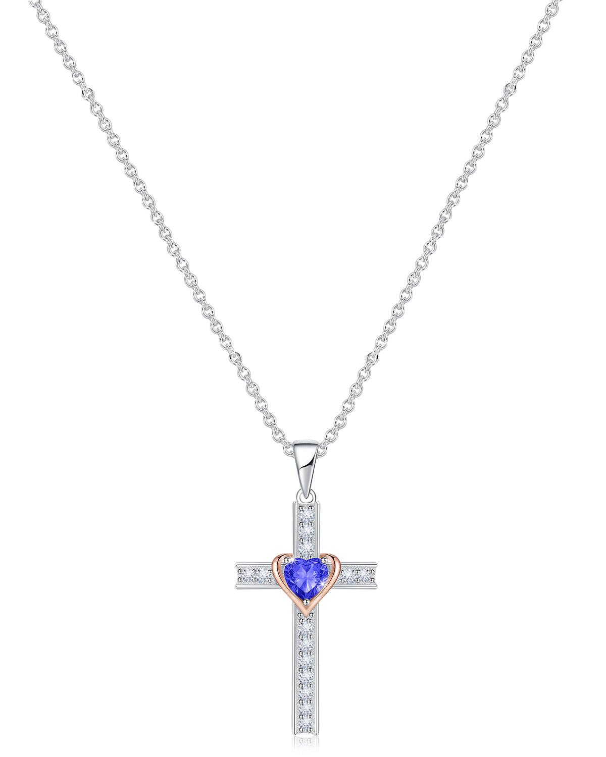 birthstone cross necklace