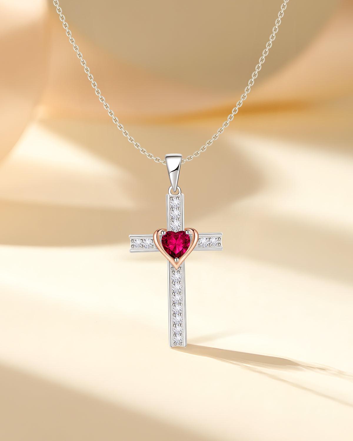 birthstone cross necklace
