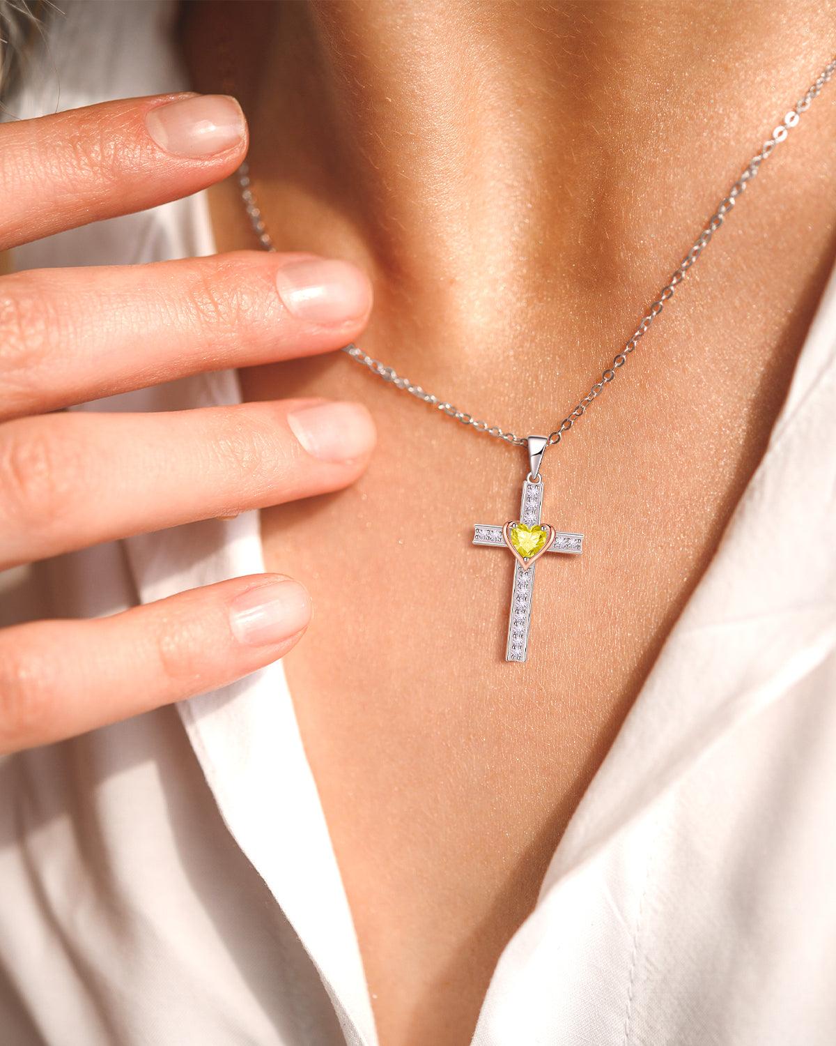 birthstone cross necklace