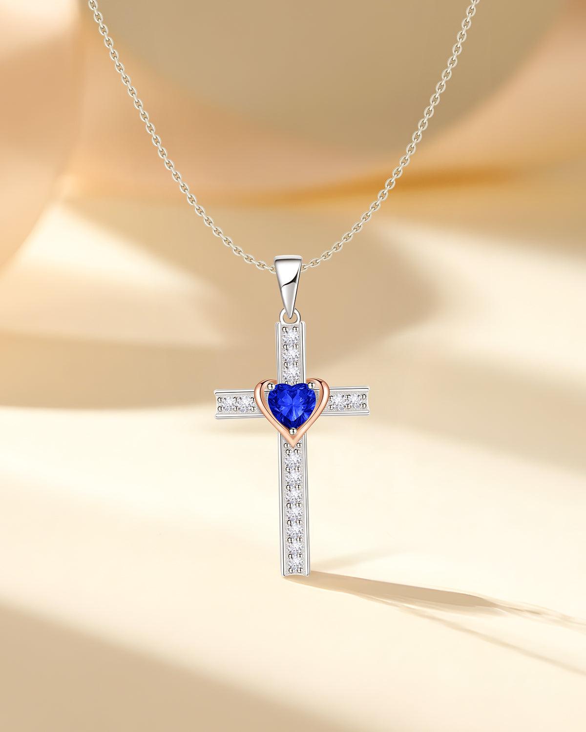 birthstone cross necklace