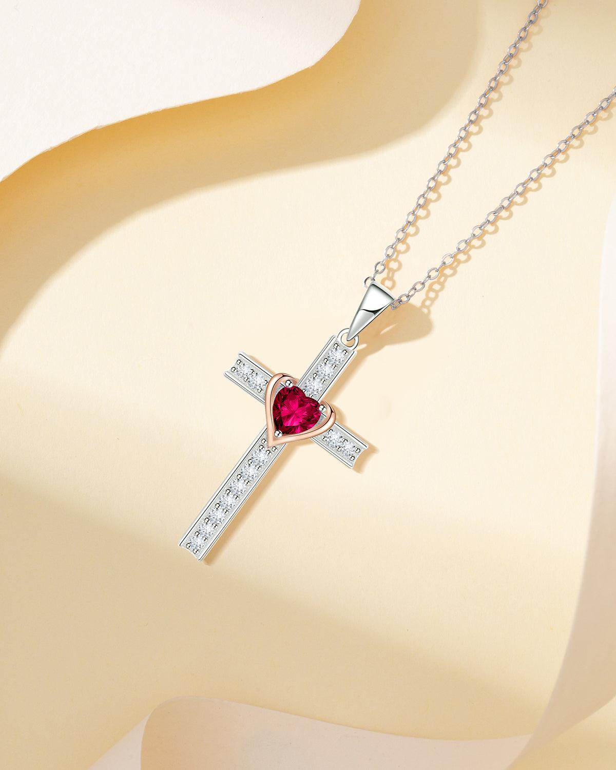 birthstone cross necklace