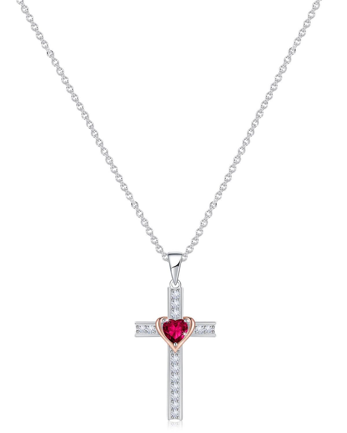 birthstone cross necklace