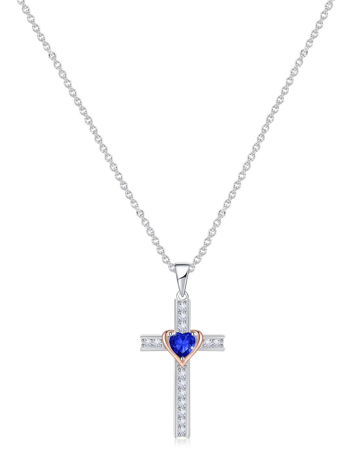 birthstone cross necklace