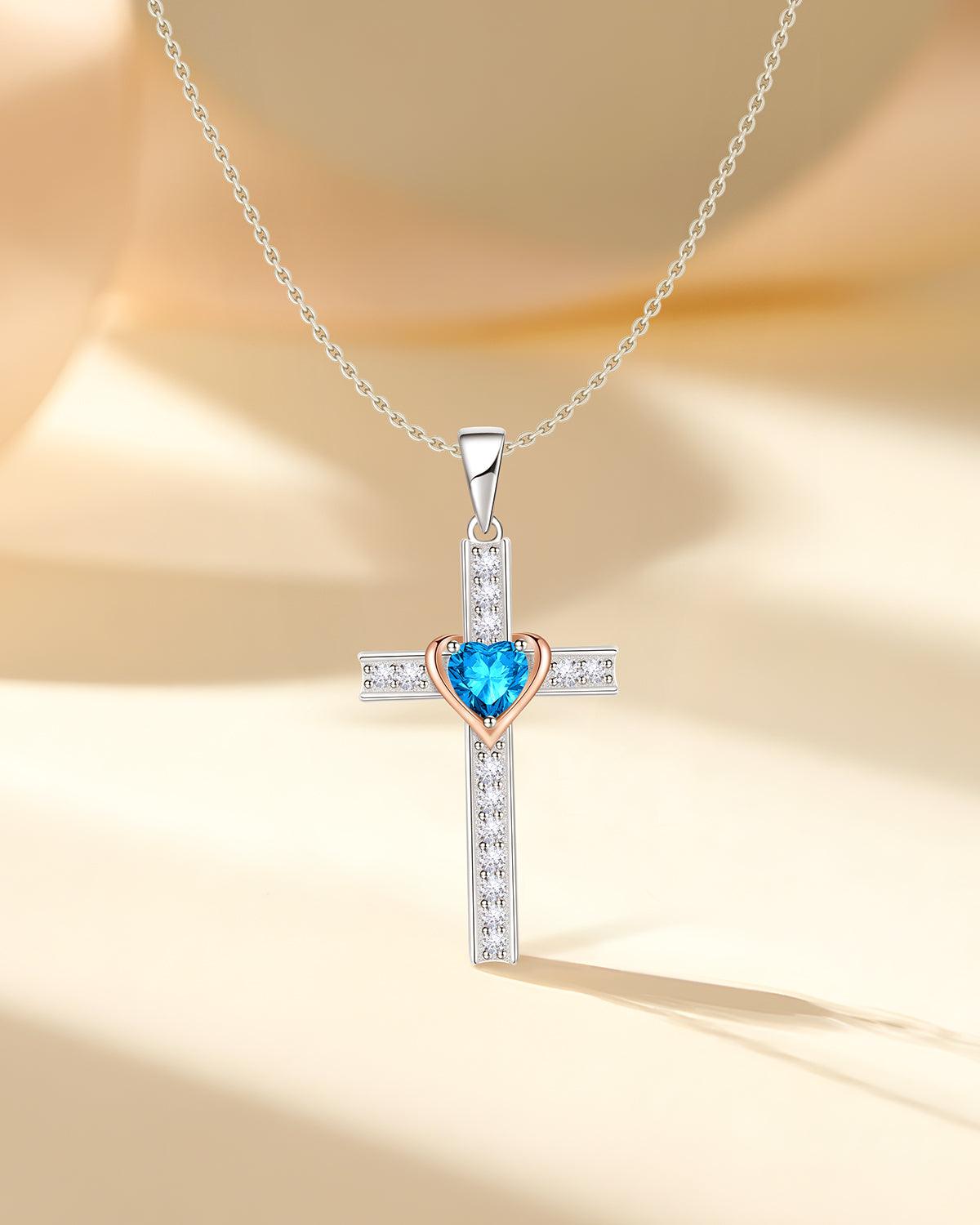 birthstone cross necklace