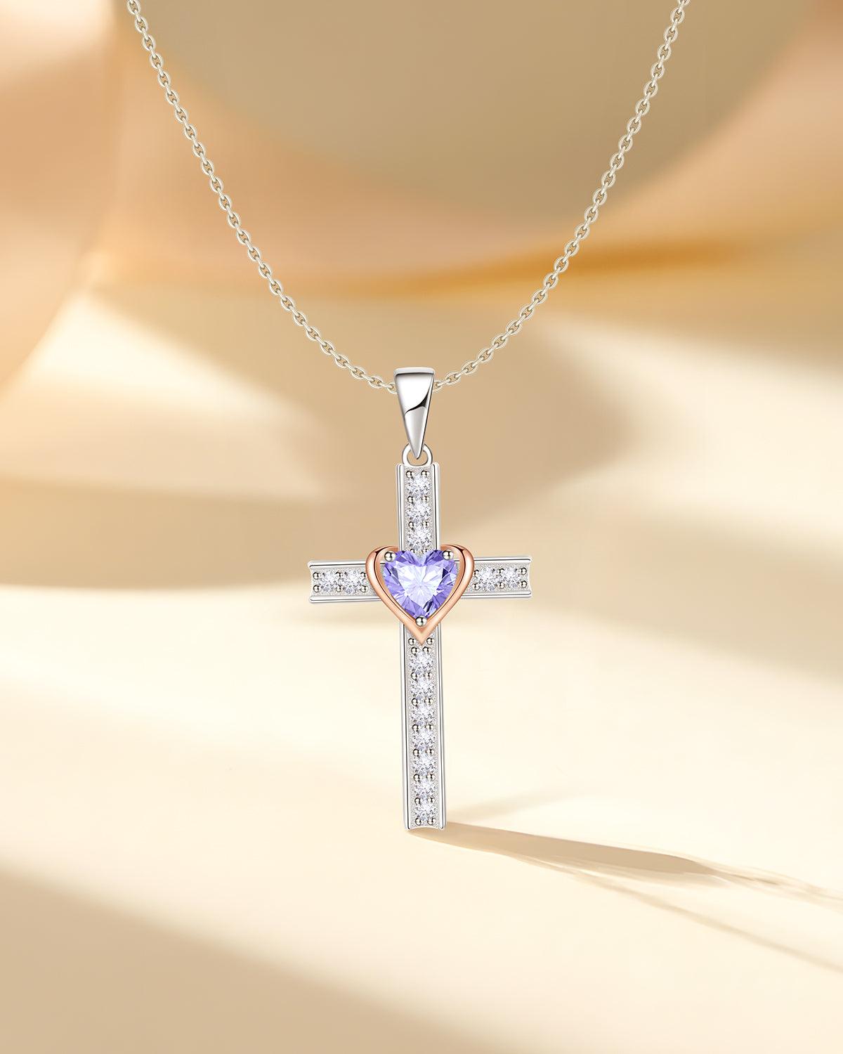 birthstone cross necklacey