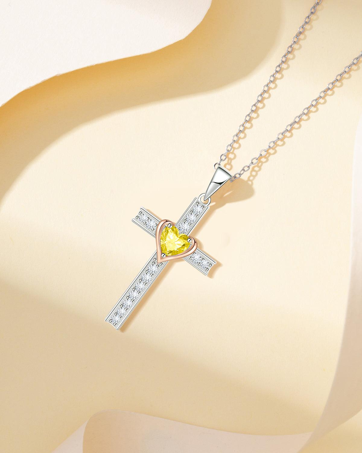 birthstone cross necklace