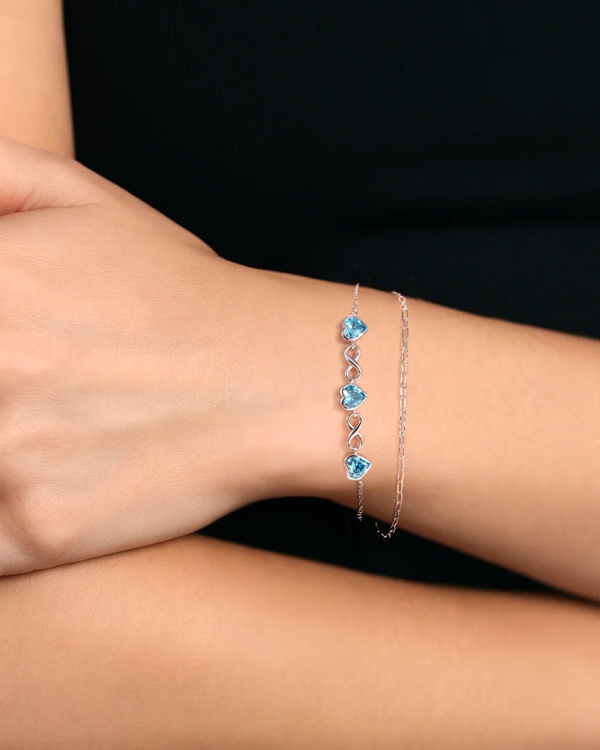 silver bracelet with heart charm for her