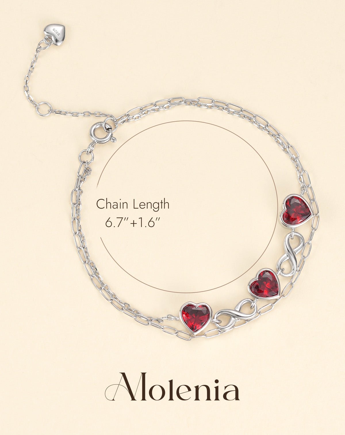 silver bracelet with heart charm