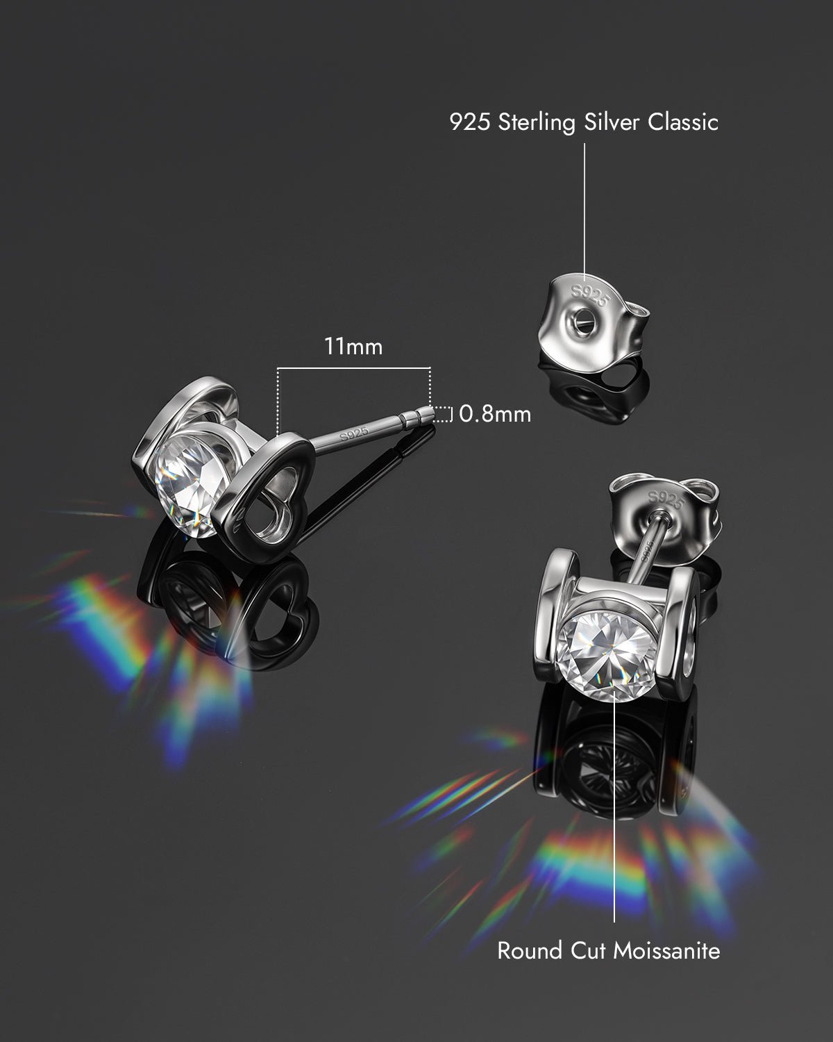 heart stud earrings for women