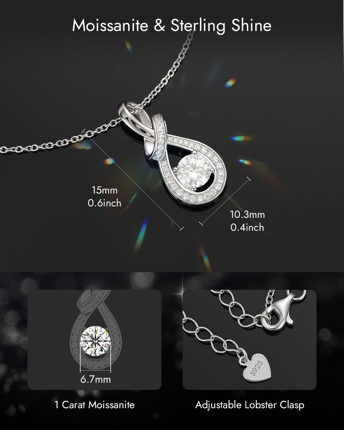 sterling silver moissanite pendant