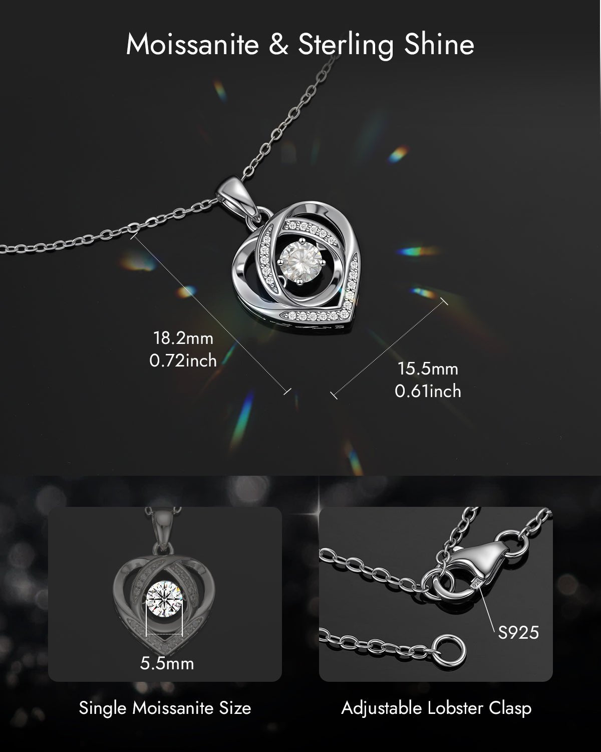 diamond alternative heart necklace