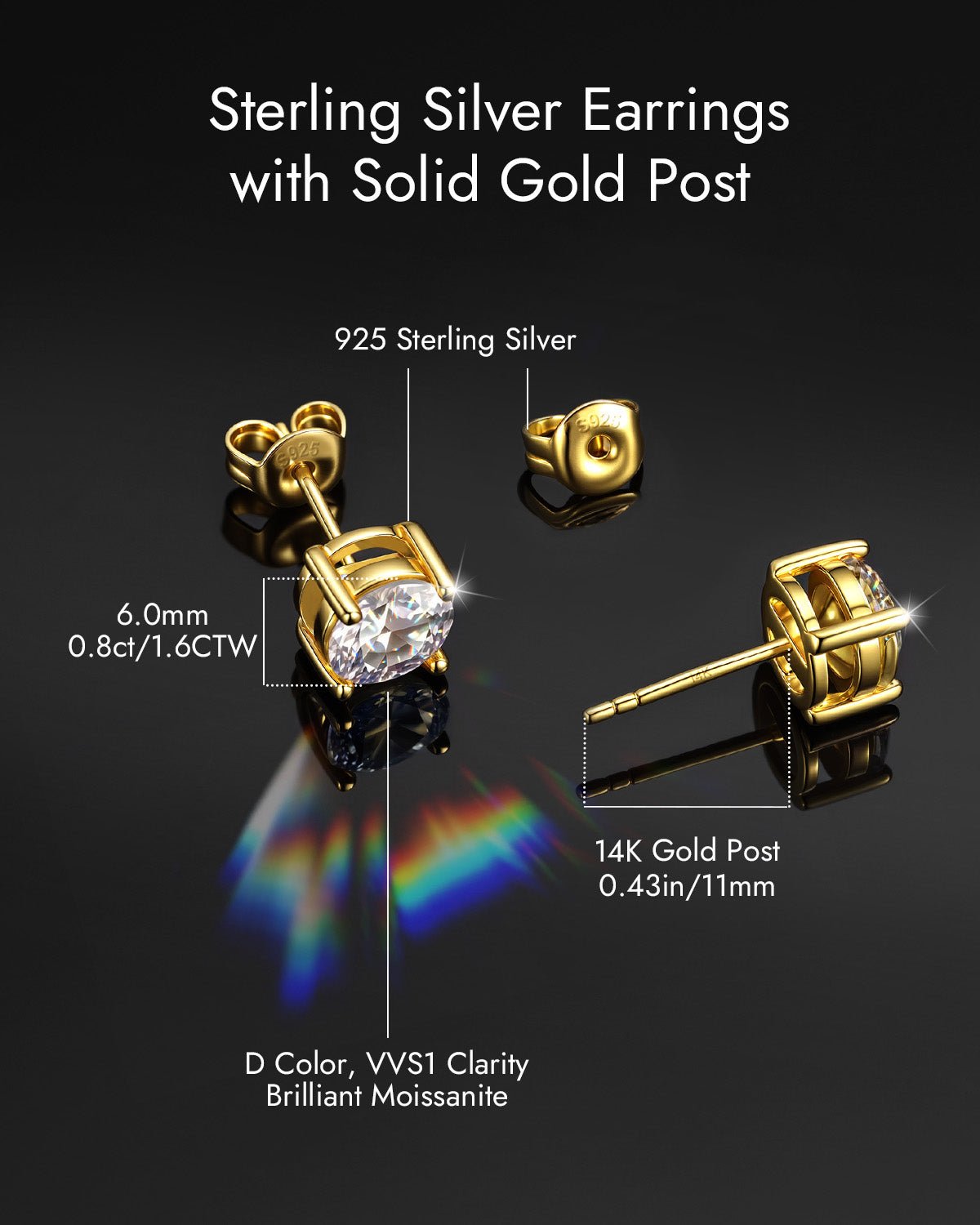 14k gold post earrings