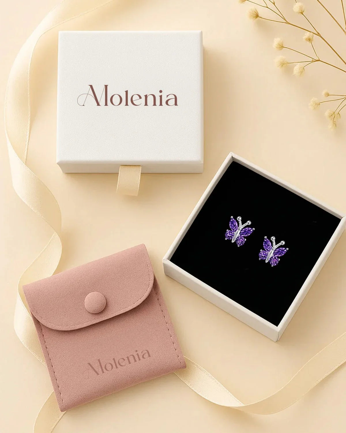 Molenia Birthstone Butterfly Stud Earrings - Molenia Jewelry
