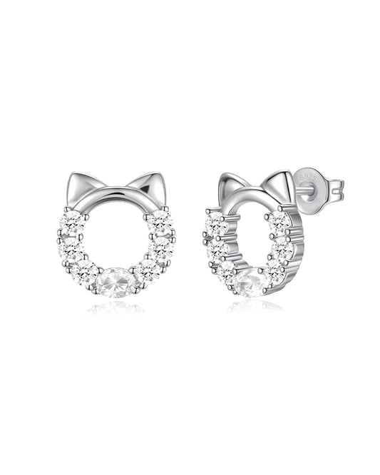 cat face stud earrings 