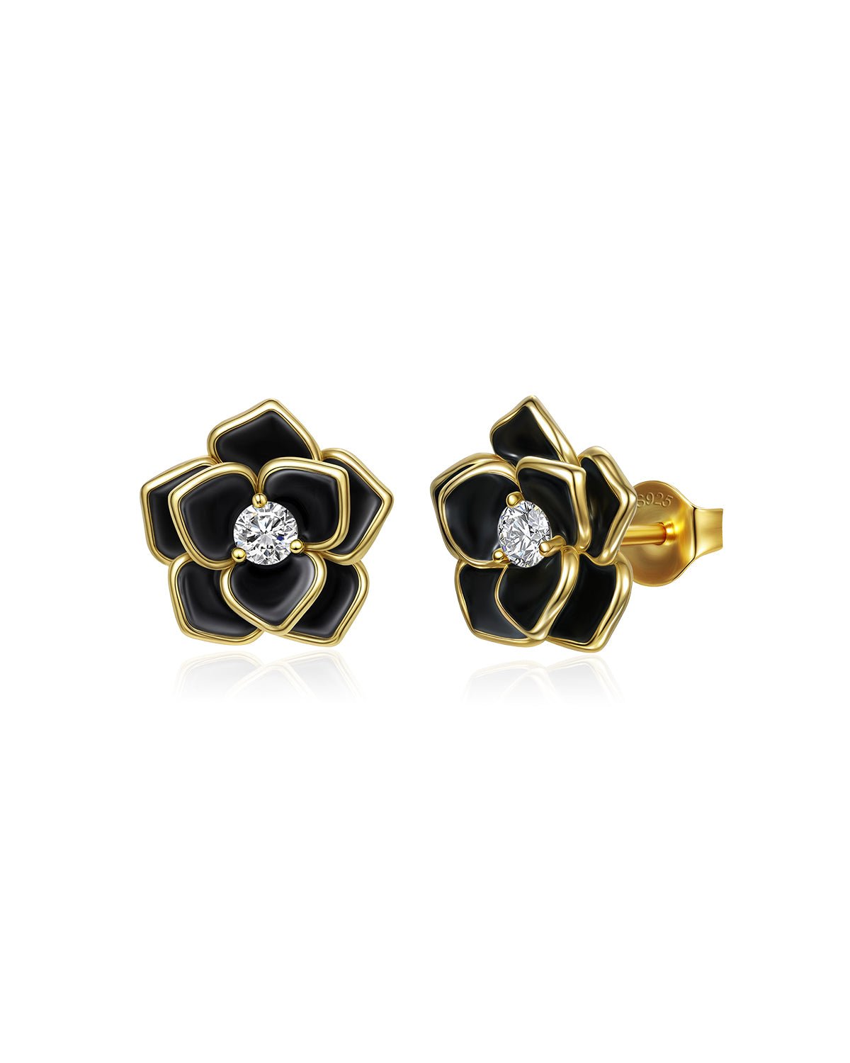 black flower earrings